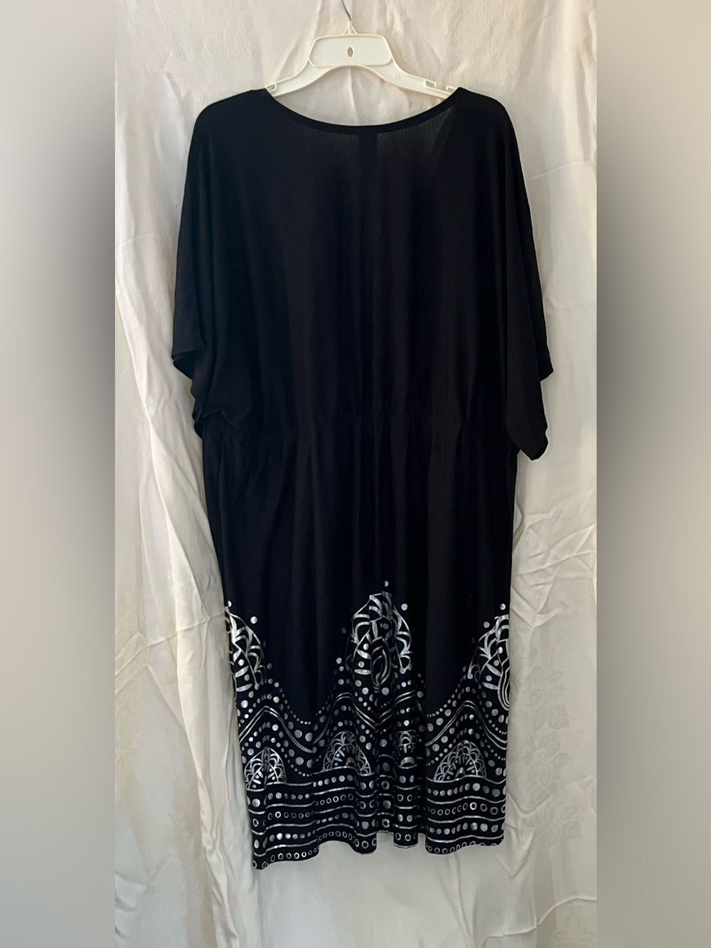 Swimsuits For All Black V-Neck Tunic with silver Printed Hem Motif size 26 - Picture 2 of 7